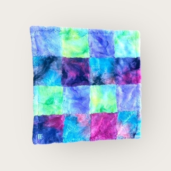 Minky Mamas Other - Minky Mamas Tie-Dye Patchwork Plush Baby Blanket Lovey 19" x 19" Soft Nursery